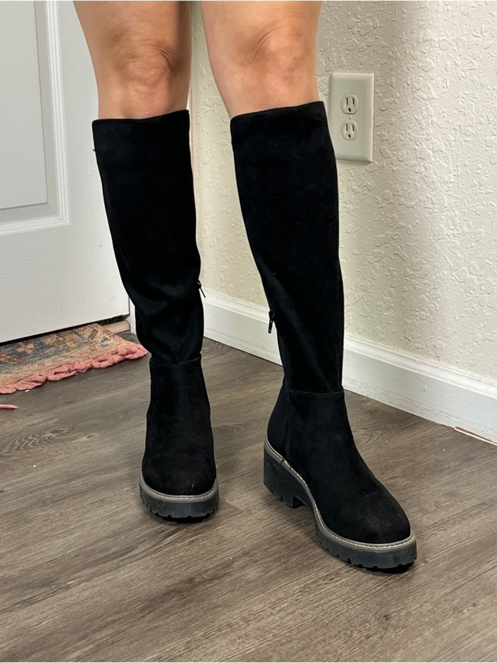 Women's Black Suede Over-the-Knee Platform Boots